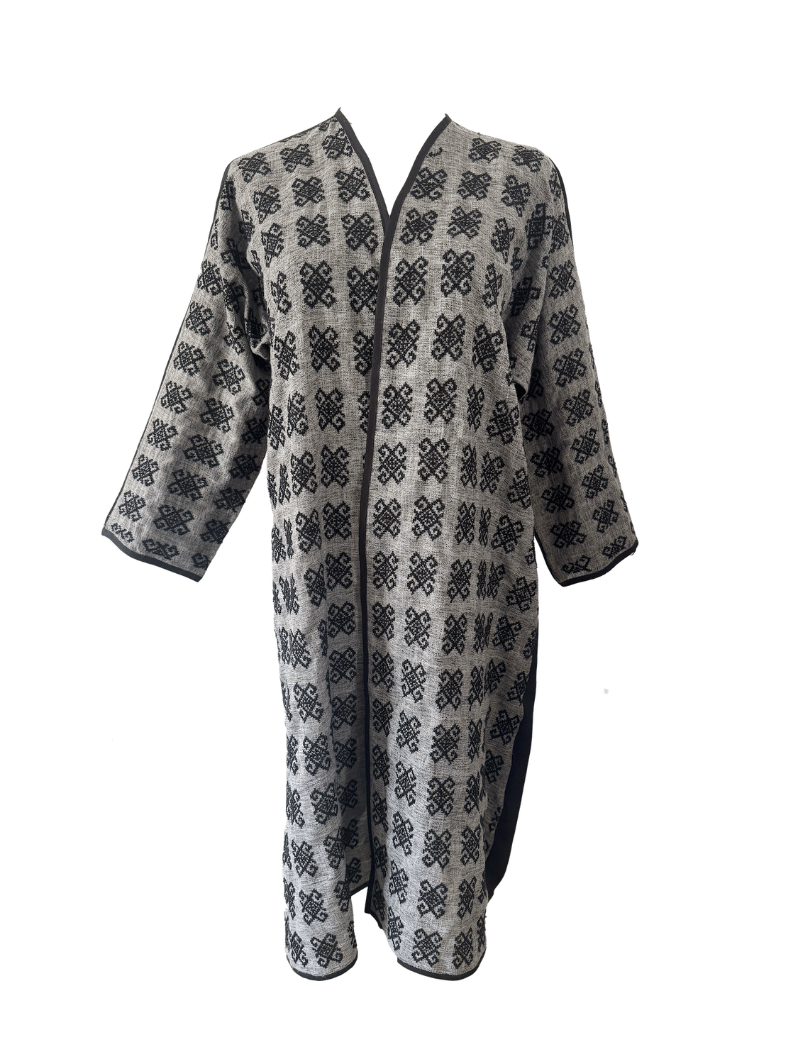 The Fitted Abaya in Grey with Hand Embroidery on Both Sides