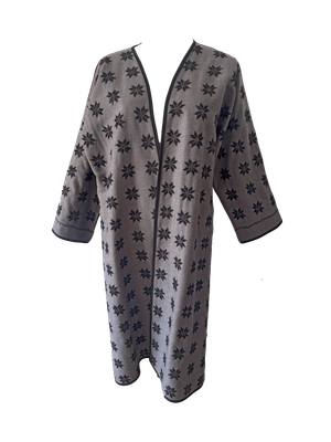 The Fitted Abaya in Dark Grey with Bethlehem Star Hand Embroidery on Both Sides