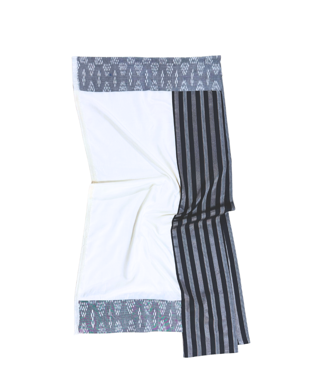 Silk Scarf with Saya Trim in White