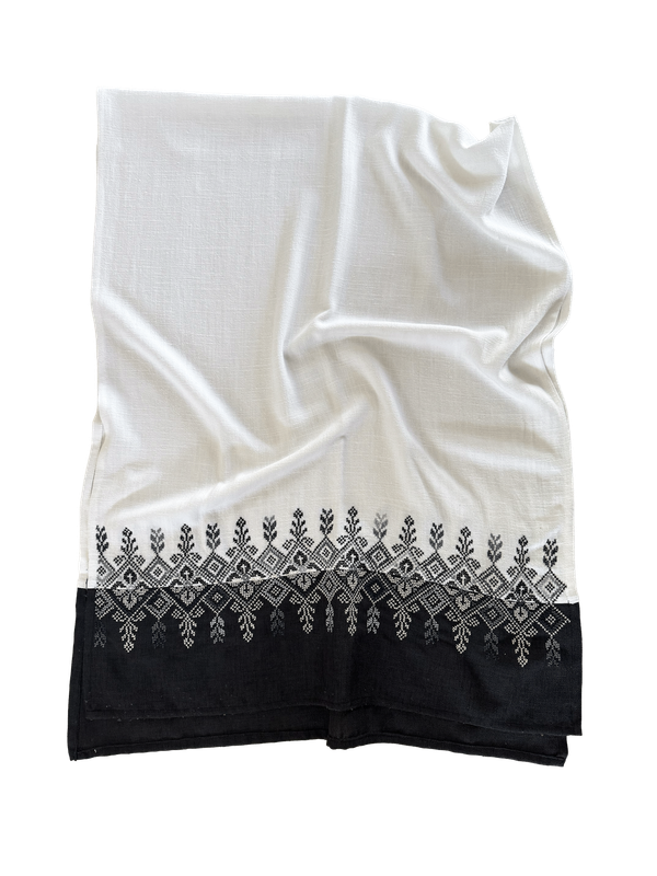 The Embroidered Scarf in Black and White