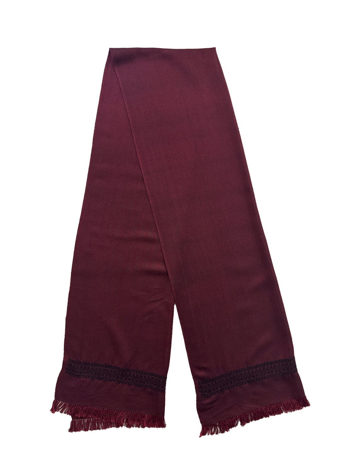 The Men's Scarf in Burgundy with Embroidery on Both Sides