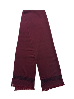 The Men's Scarf in Burgundy with Embroidery on Both Sides
