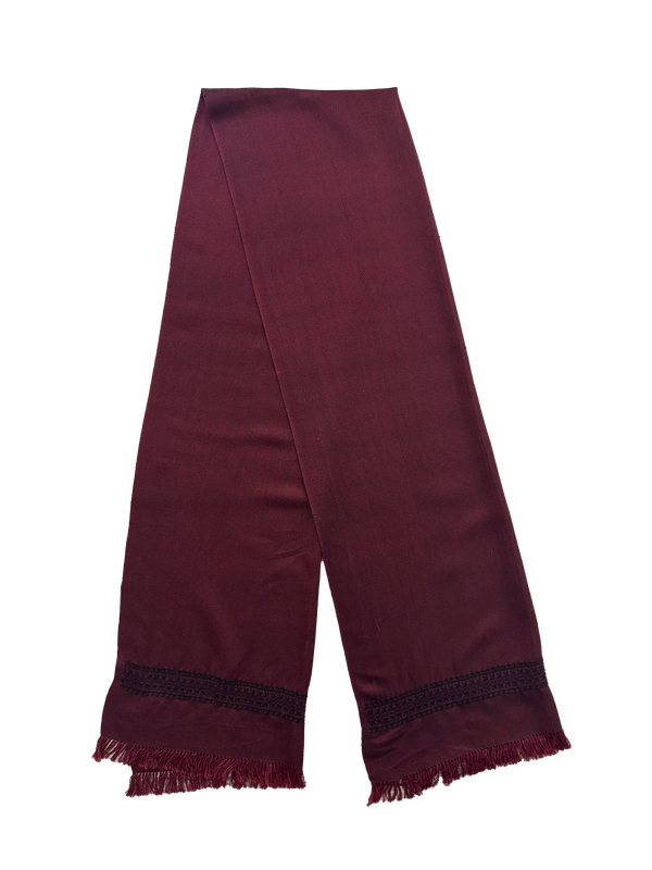 The Men's Scarf in Burgundy with Embroidery on Both Sides