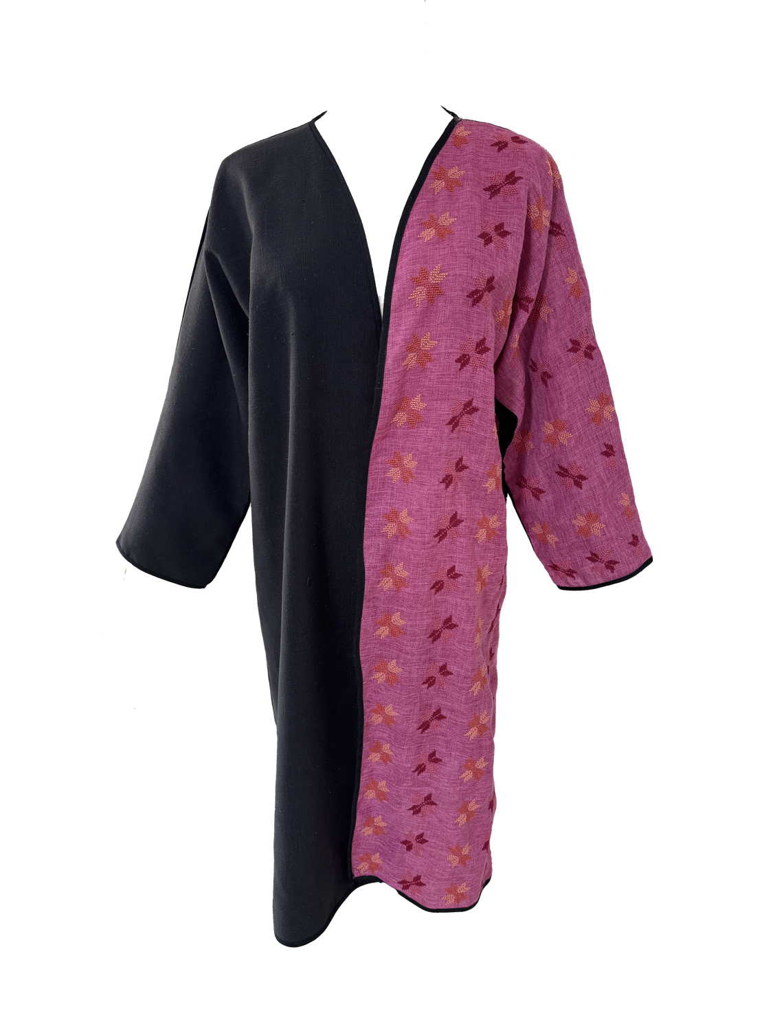 The Fitted Abaya in and Pink with Hand Embroidery