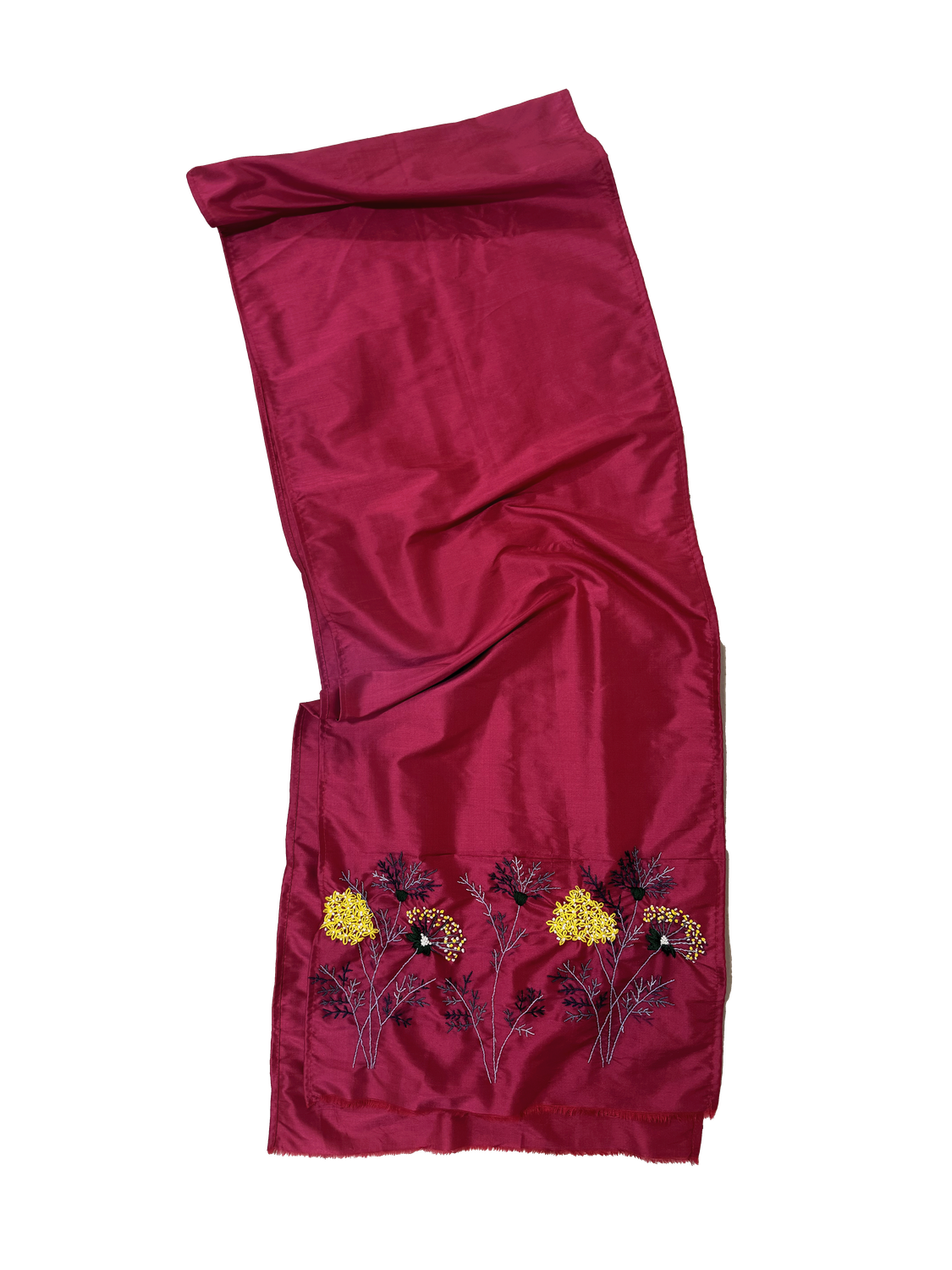 Nadia Dajani x UNHCR Embroidered Flower Scarf in Red Silk