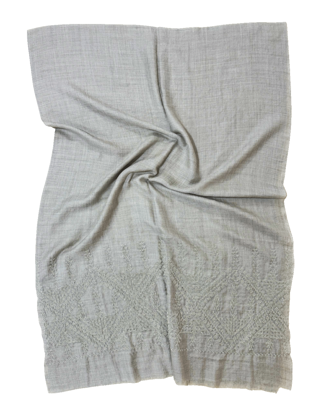 The Embroidered Scarf in Beige Cashmere