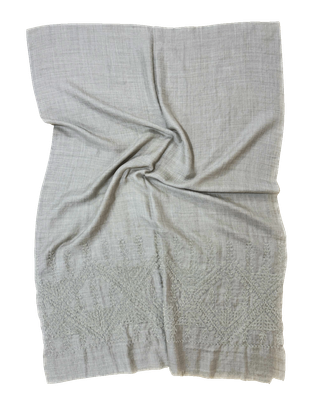 The Embroidered Scarf in Beige Cashmere
