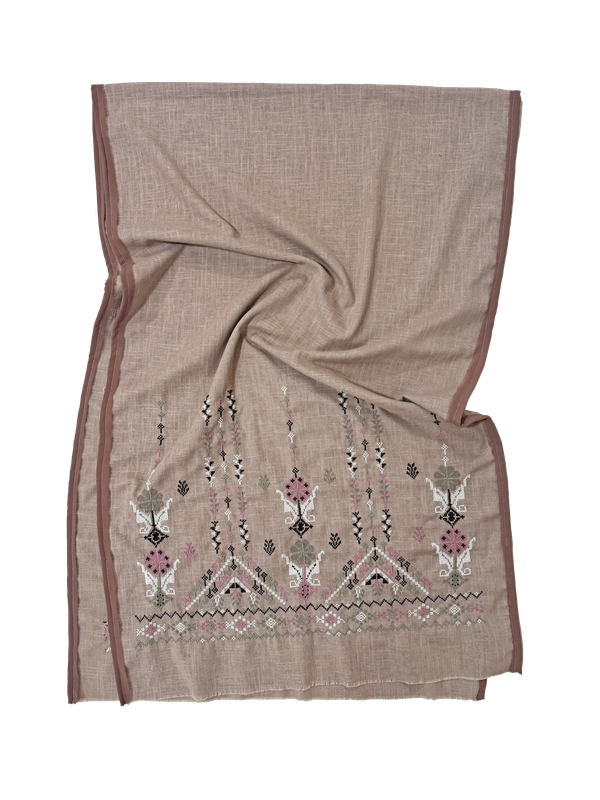 Nadia Dajani x UNHCR Embroidered Scarf in Beige