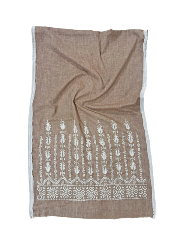 Nadia Dajani x UNHCR Embroidered Scarf in Beige