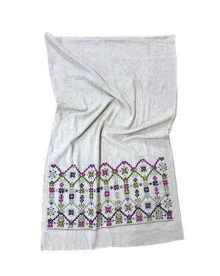 Nadia Dajani x UNHCR Embroidered Scarf in Light Grey