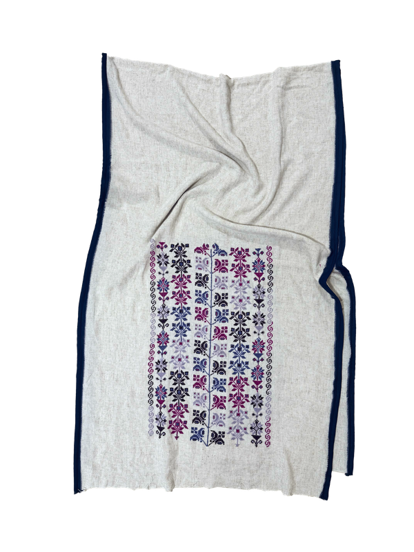 Nadia Dajani x UNHCR Embroidered Scarf in Light Grey