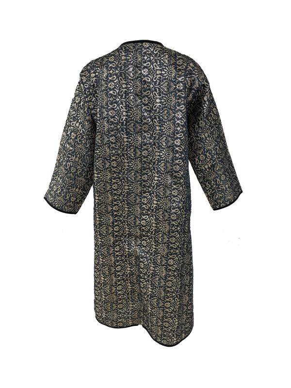 Abaya with Ottoman Tulip Embroidery in Gold with Two Flowers