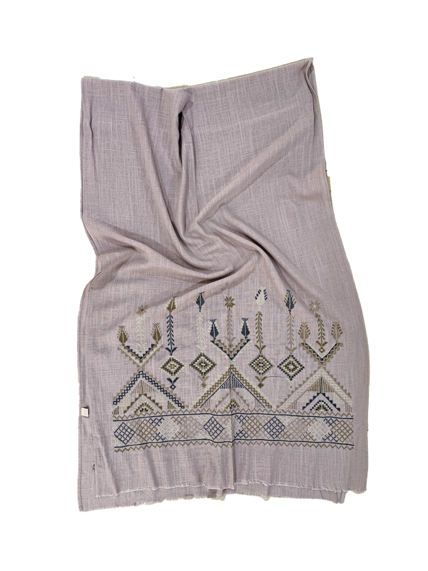 Lavender Hand Embroidered Scarf