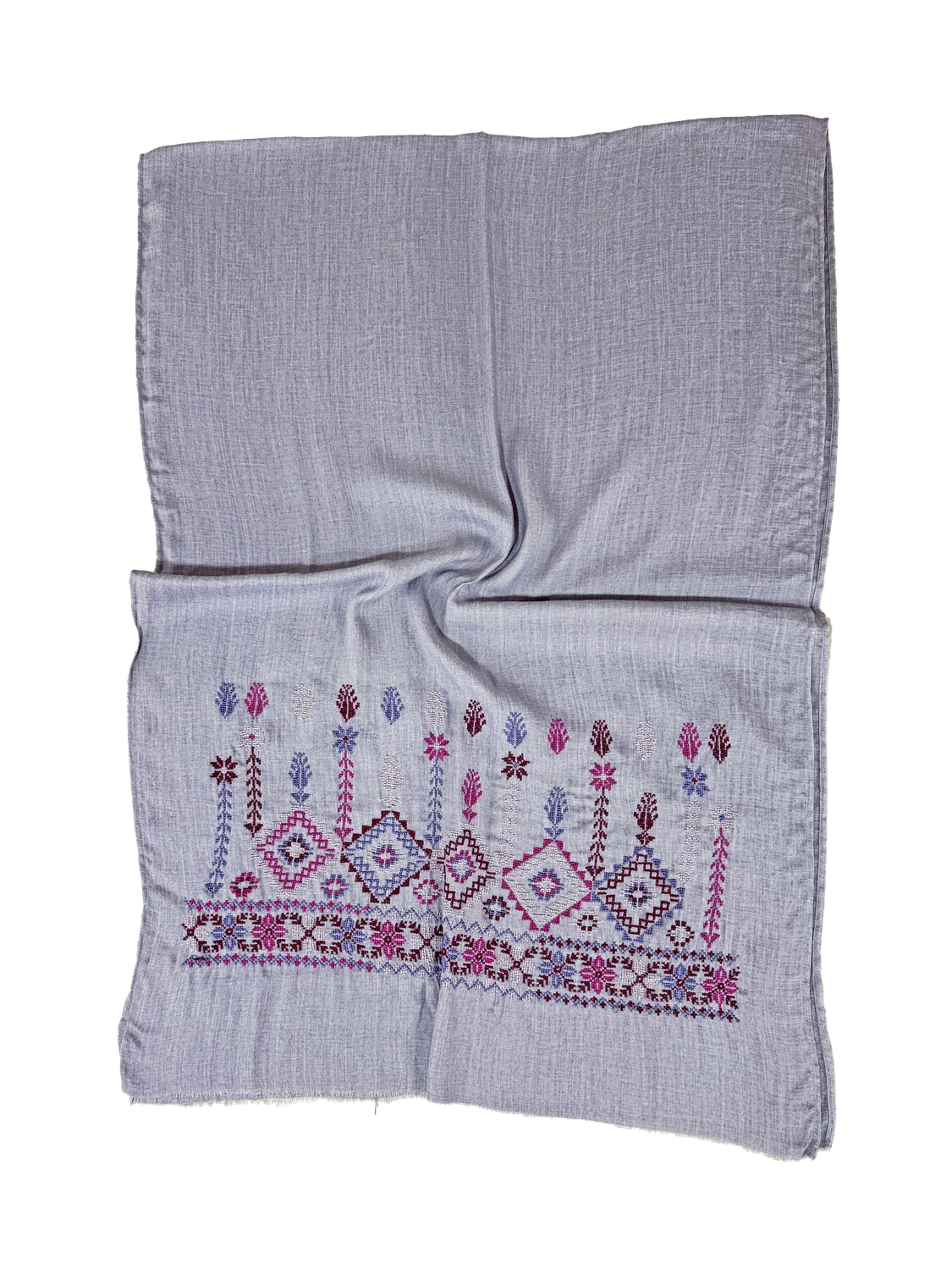 Lavender Hand Embroidered Scarf