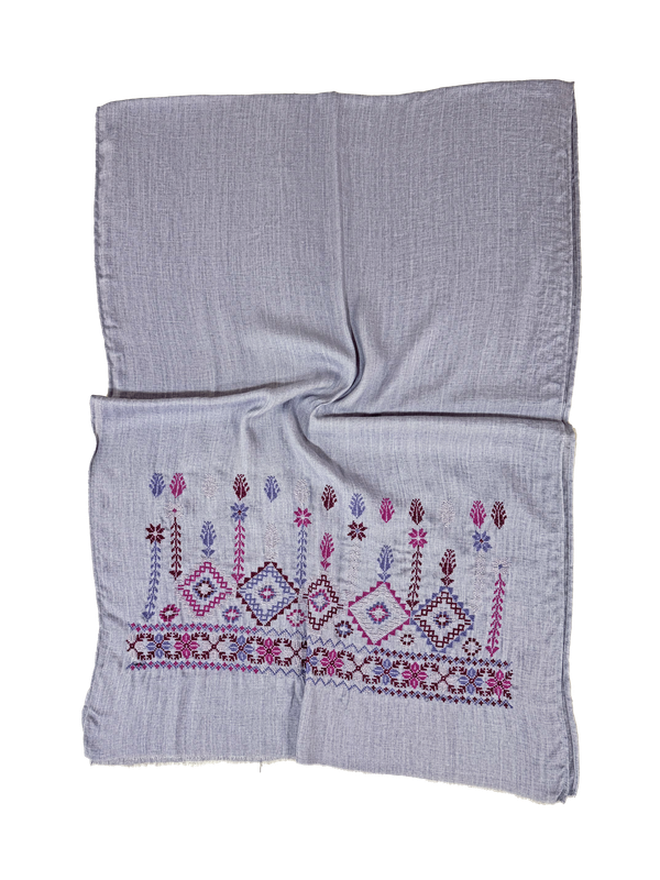 Lavender Hand Embroidered Scarf