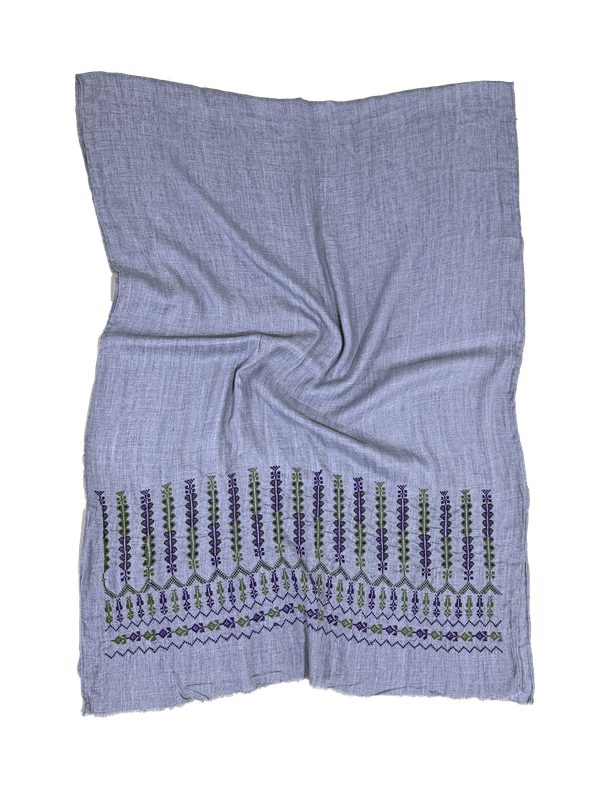 Lavender Hand Embroidered Scarf