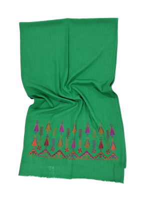 Green Medium Hand Embroidered Scarf
