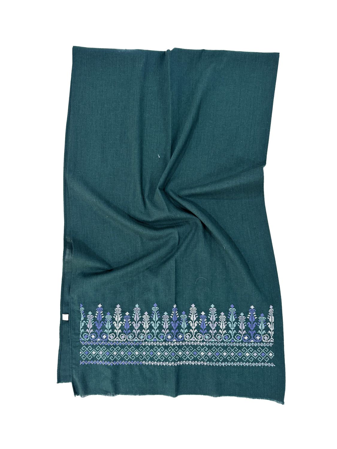 Dark Green Medium Embroidered Scarf