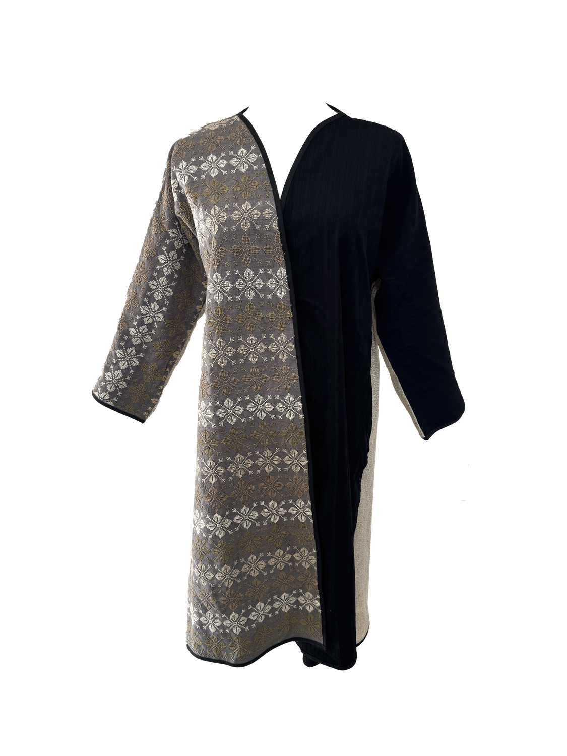 Nadia Dajani x UNHCR Beige and Grey Embroidered Abaya