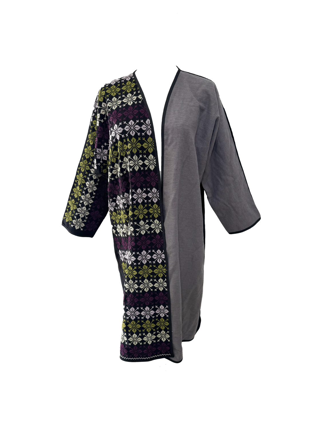 Nadia Dajani x UNHCR Green, Purple and Black Embroidered Abaya