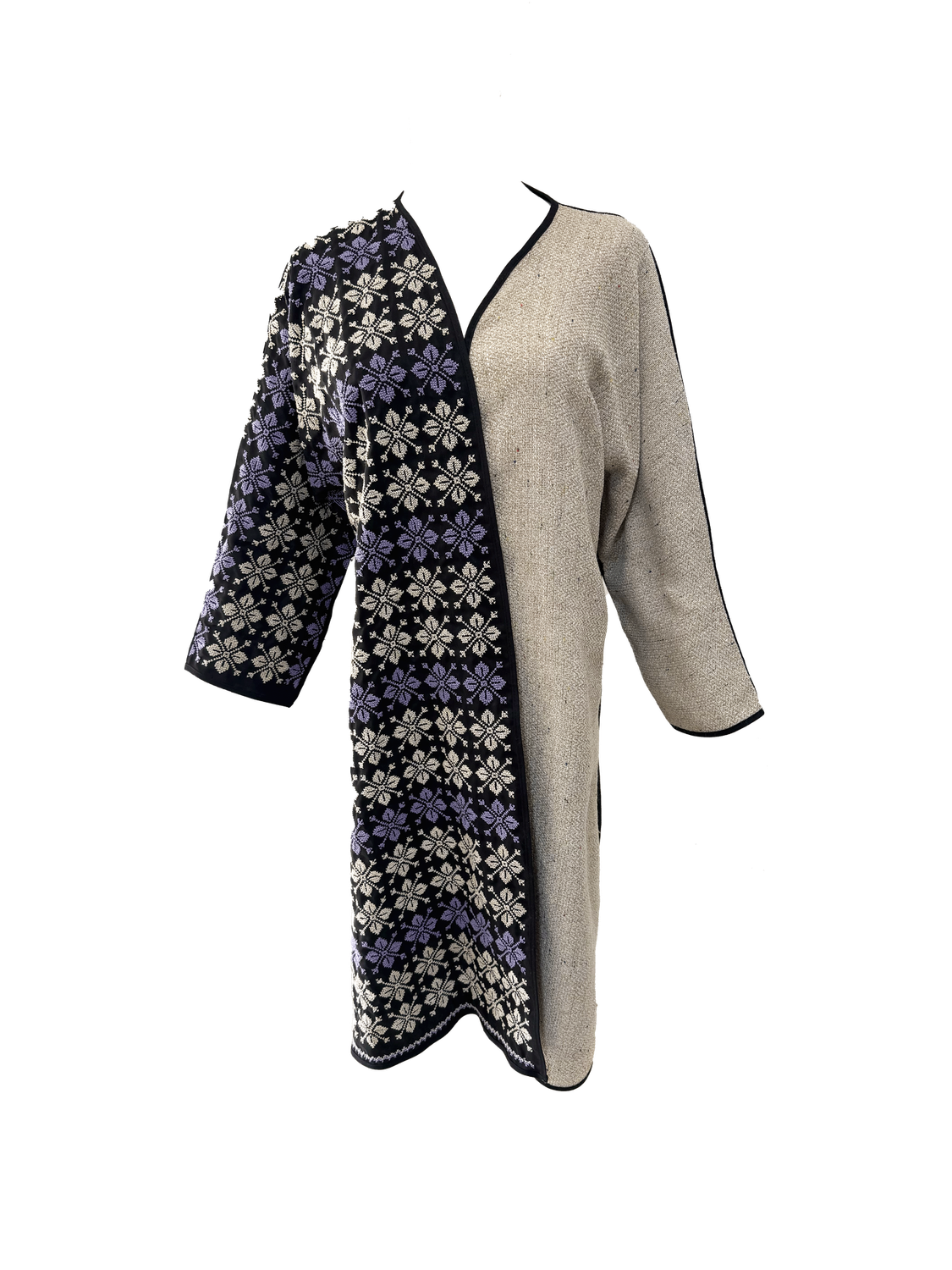 Nadia Dajani x UNHCR Purple and Beige Embroidered Abaya