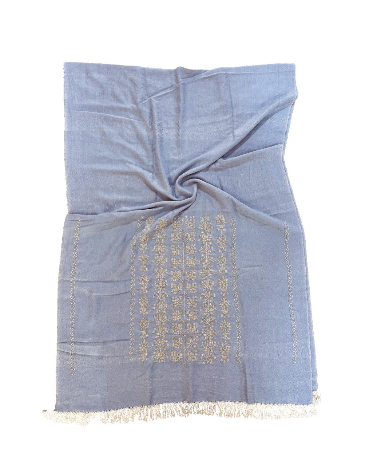 Nadia Dajani x UNHCR Embroidered Wool Scarf in Blue