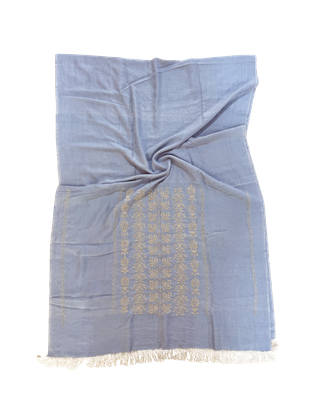 Nadia Dajani x UNHCR Embroidered Wool Scarf in Blue