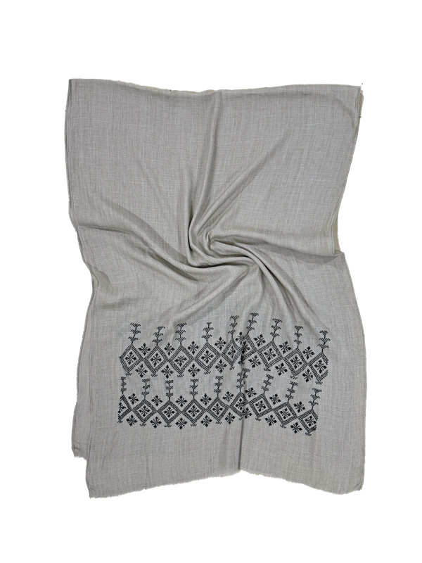Nadia Dajani x UNHCR Lightly Embroidered Scarf in Beige