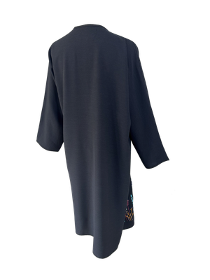 Nadia Dajani x UNHCR Black and Grey Floral Embroidered Abaya