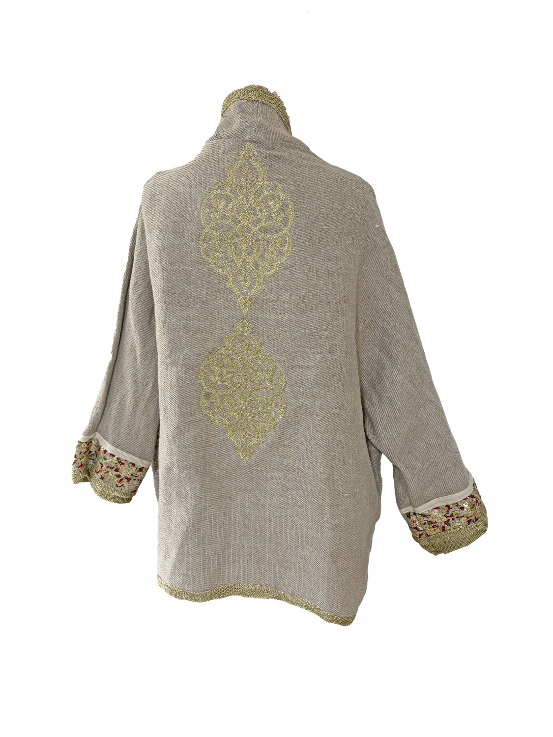 The Beige Round Jacket With Arabesque Embroidery