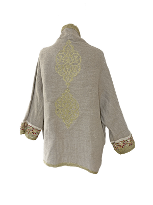 The Beige Round Jacket With Arabesque Embroidery