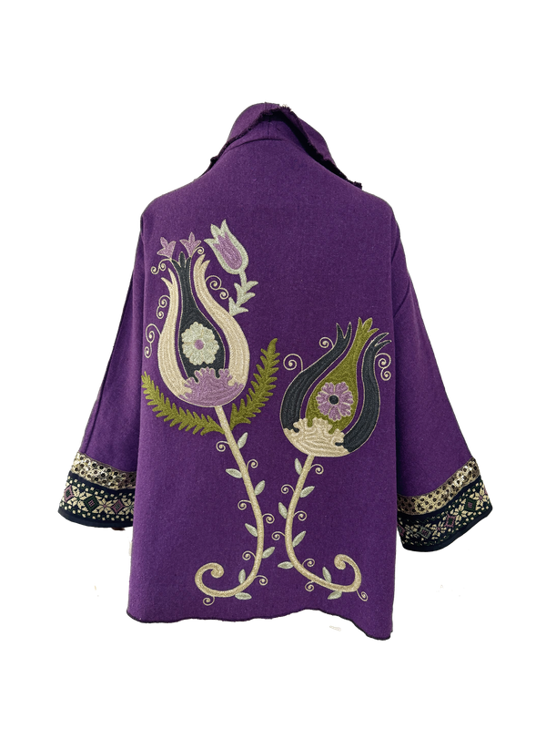 The Purple Round Jacket with Aghabani Embroidery