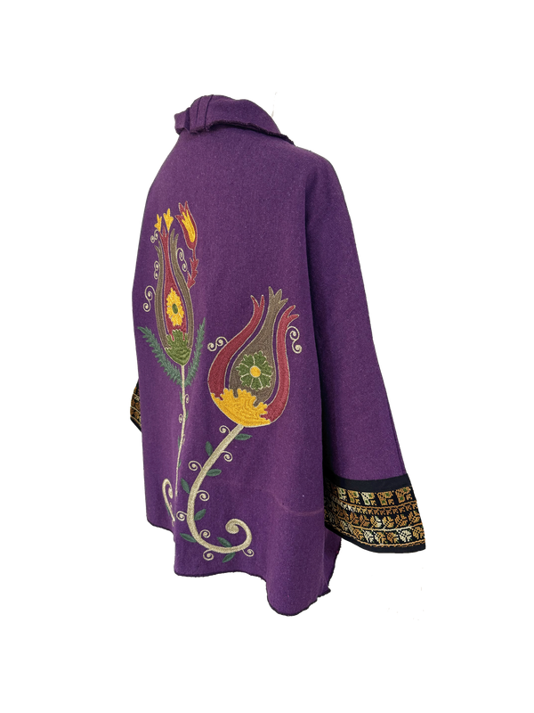 The Round Jacket with Aghabani Embroidery in Purple