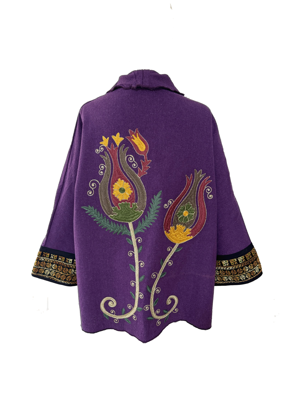 The Round Jacket with Aghabani Embroidery in Purple