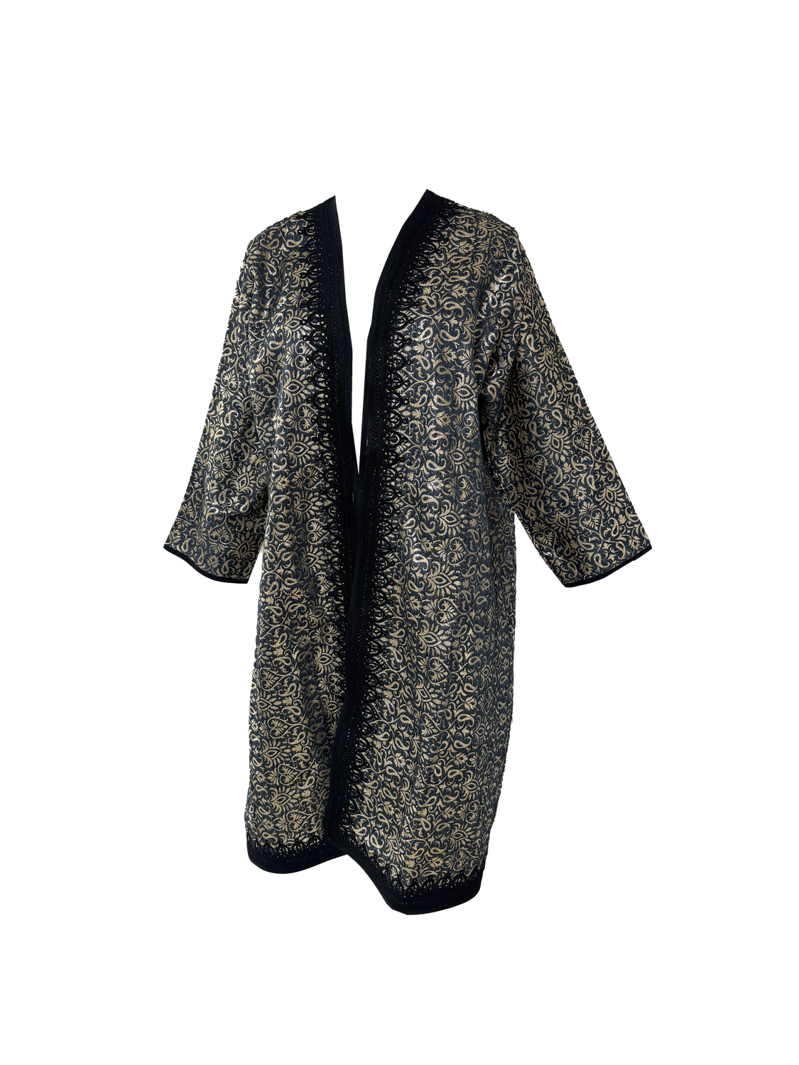 Indian Fabric Abaya with Aghabani Embroidery