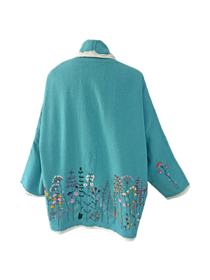 Nadia Dajani x UNHCR Floral Round Jacket in Turquoise