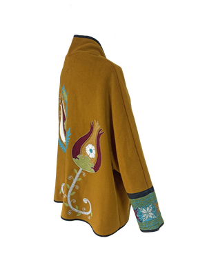 The Yellow Round Jacket with Tulips and Antique Embroidery on the Cuffs