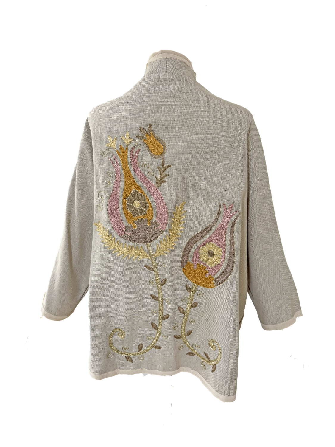 The Beige Round Jacket With Tulip Embroidery