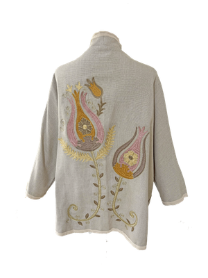 The Beige Round Jacket With Tulip Embroidery