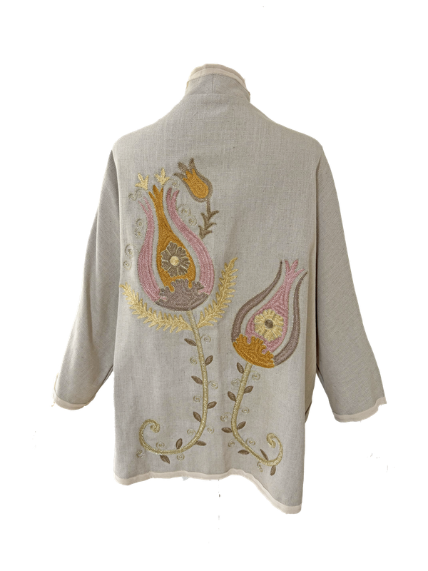The Beige Round Jacket With Tulip Embroidery