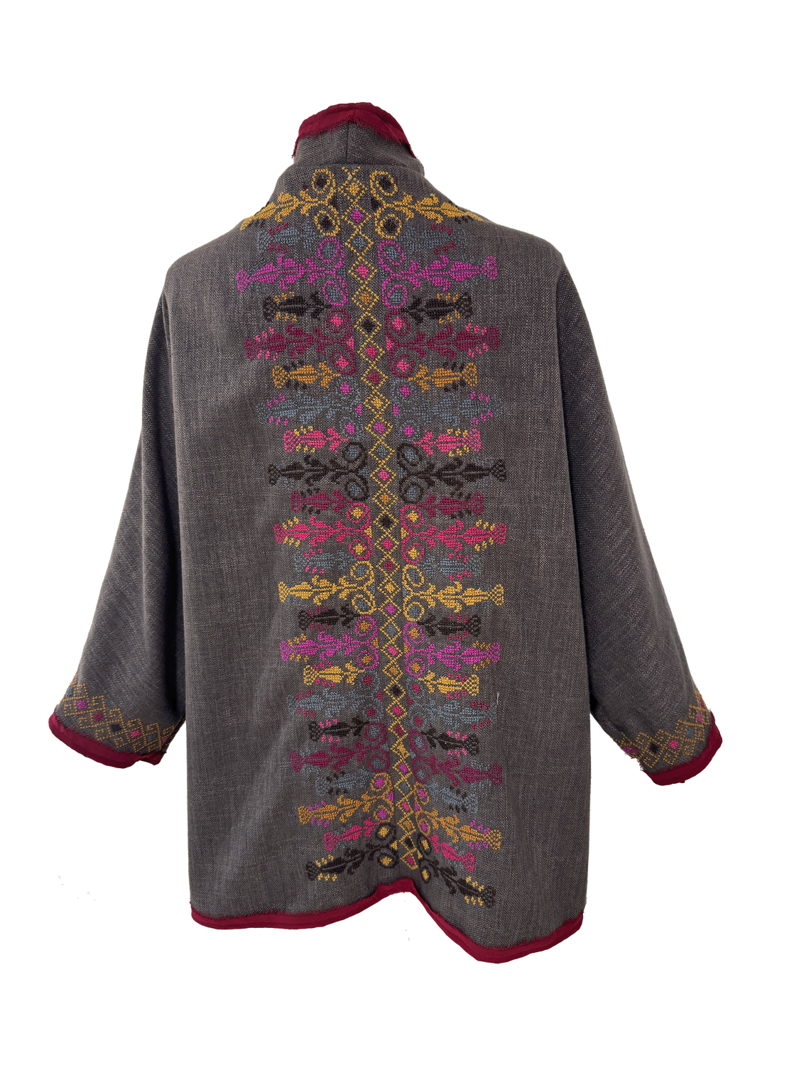 The Heavily Embroidered Round Jacket in Brown