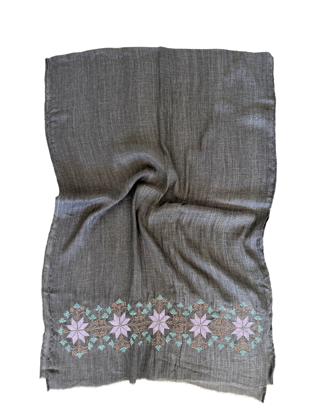 Nadia Dajani x MAP Lightly Embroidered Scarf in Grey