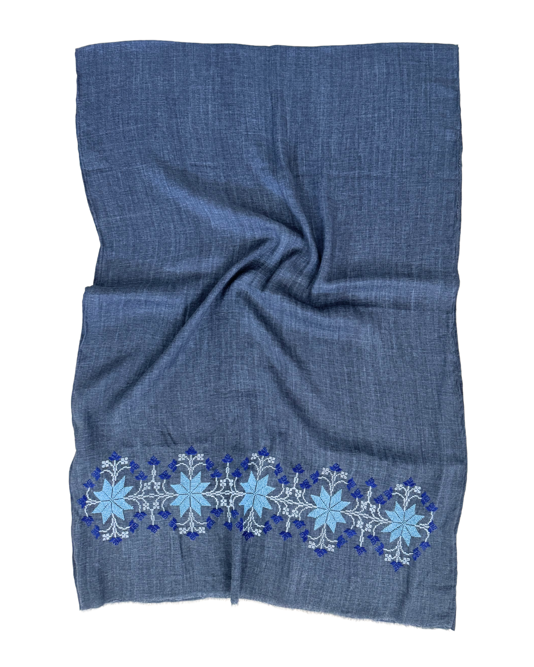 Nadia Dajani x MAP Lightly Embroidered Scarf in Navy Blue