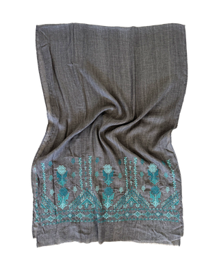 Nadia Dajani x MAP Embroidered Scarf in Grey