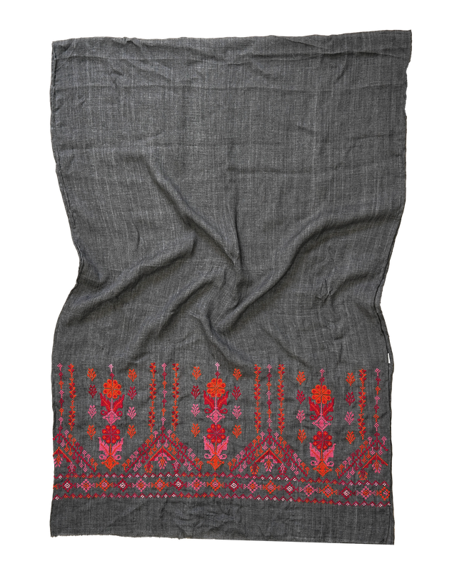 Nadia Dajani x MAP Embroidered Scarf in Grey