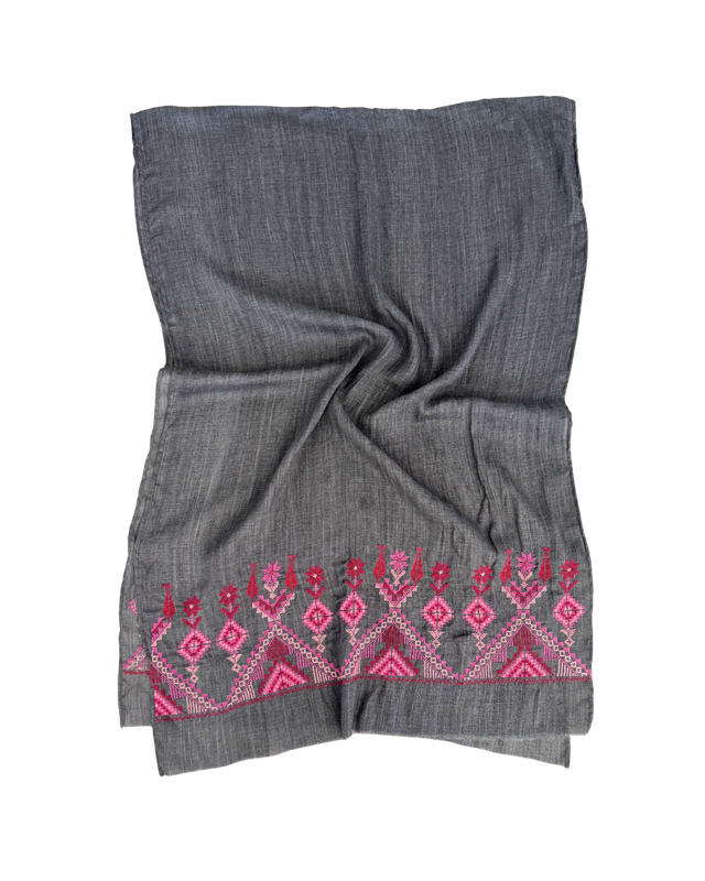 Nadia Dajani x MAP Embroidered Scarf in Grey