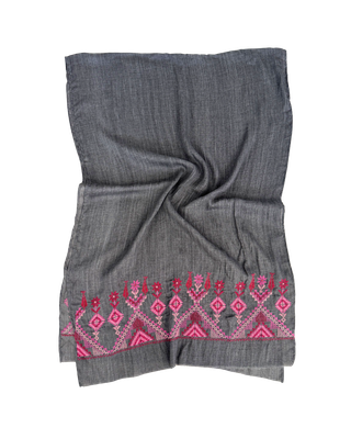 Nadia Dajani x MAP Embroidered Scarf in Grey