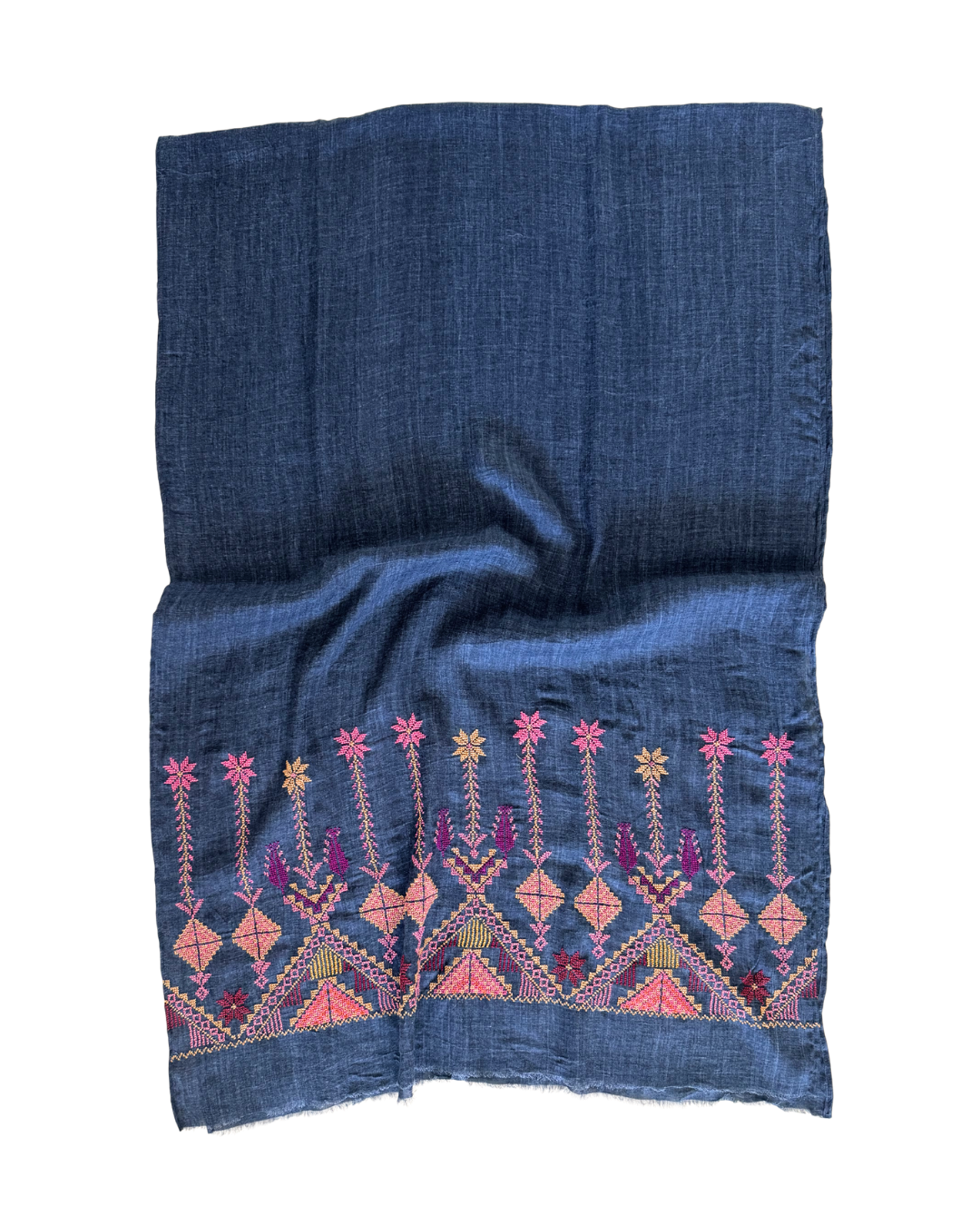 Nadia Dajani x MAP Embroidered Scarf in Navy Blue