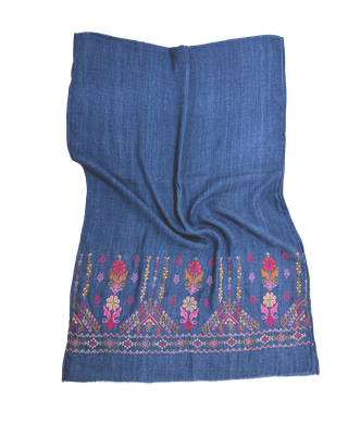 Nadia Dajani x MAP Embroidered Scarf in Navy Blue