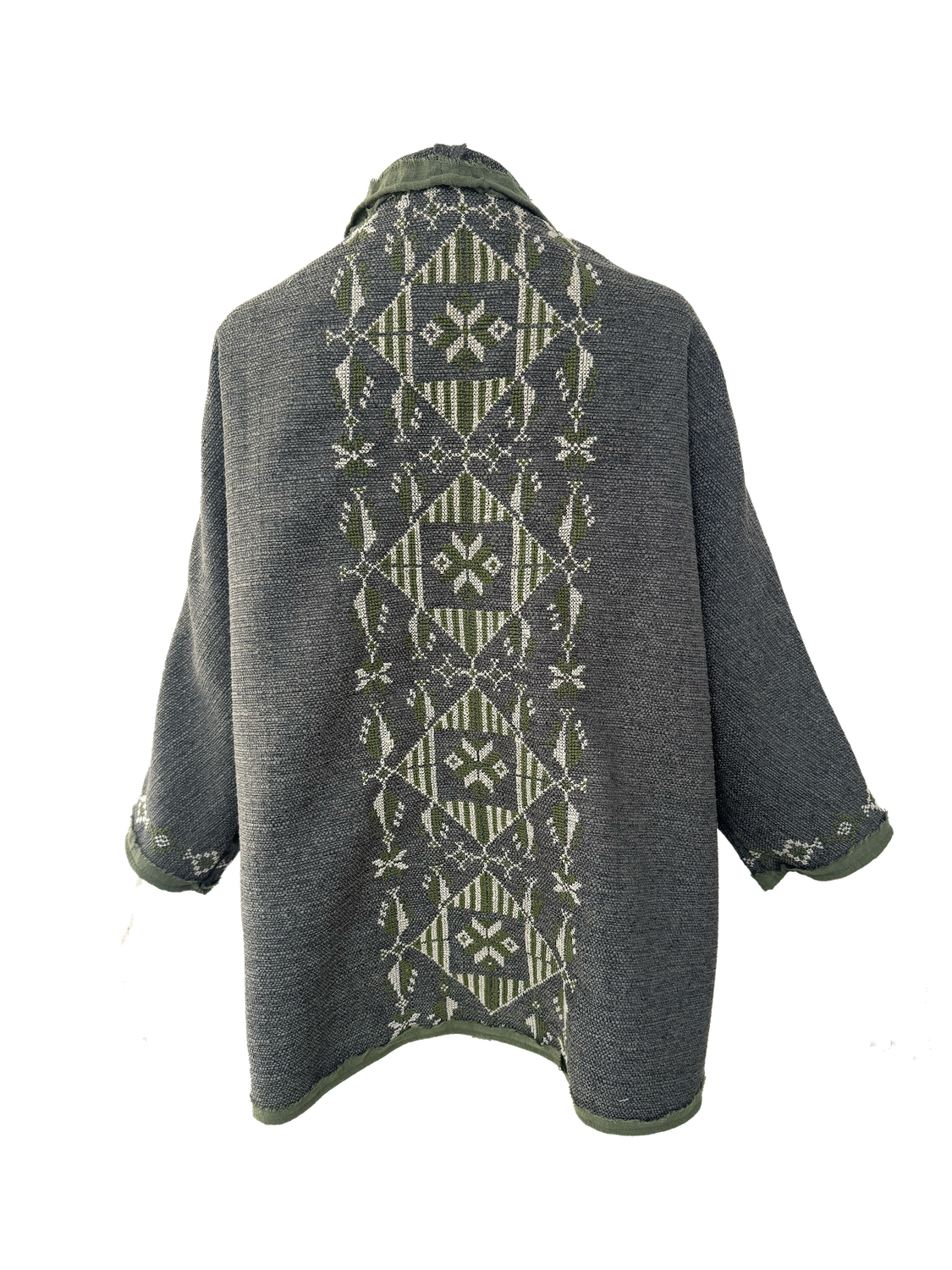 Nadia Dajani x MAP Tweed Round Jacket with Green Hand Embroidery